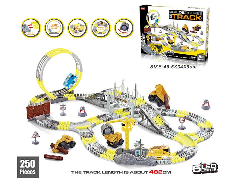 Electric Engineering Car 360° Rotating Track With Lights 250PCS(Not Included Batteries)