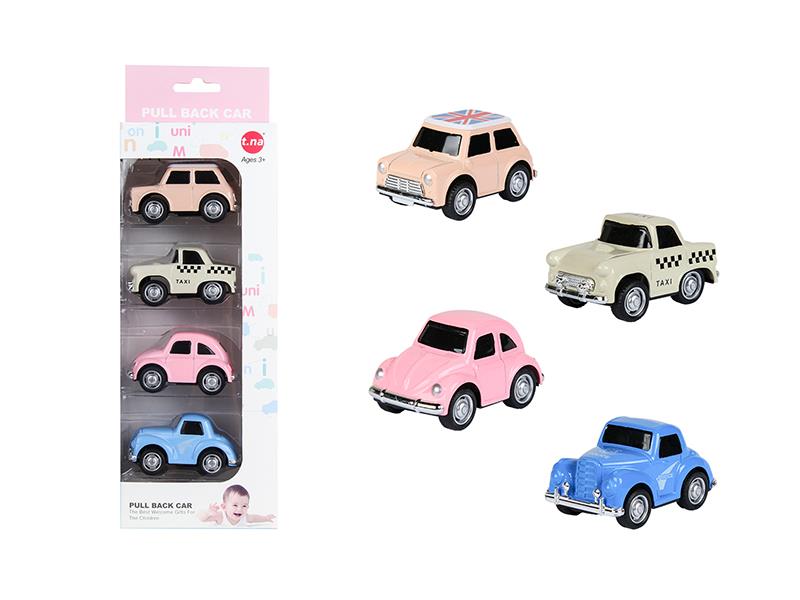 Q Version Mini Alloy Pull Back Vintage Car 4pcs