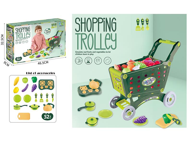 47CM Large Shopping Cart With Tableware Set
