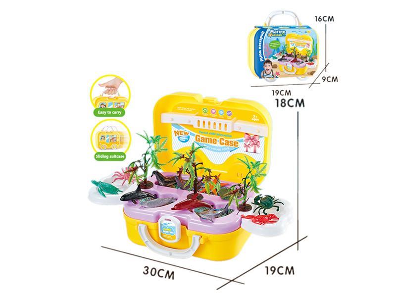 Storage Box Portable Car With Marine Animal Toys
