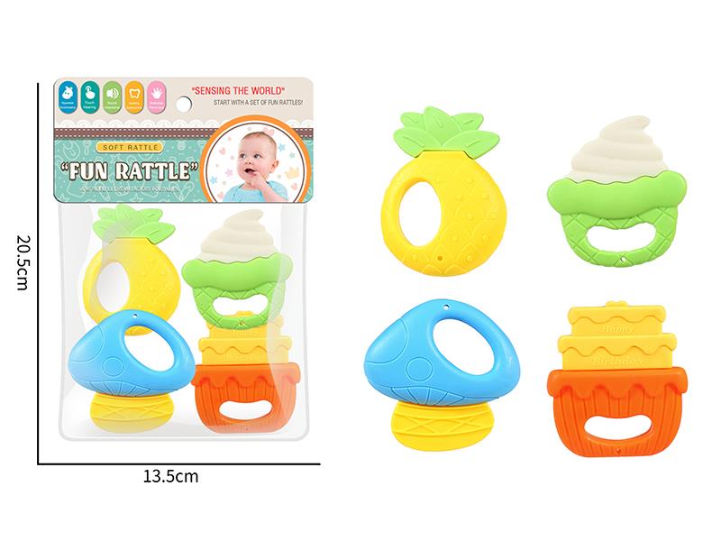 Pineapple/Mushroom/Cake/Ice Cream Shaped Baby Rattles(4PCS)