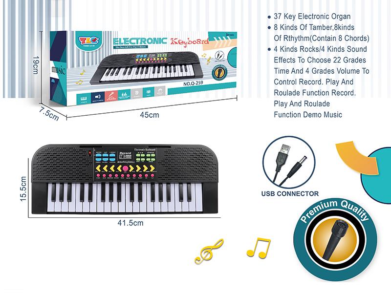 37 Key Multifunctional Electronic Organ With Microphone, USB Cable(Black)