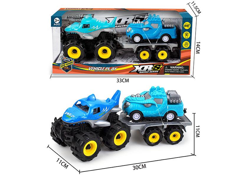 Friction Dinosaur Off-Road Vehicle Trailer Set