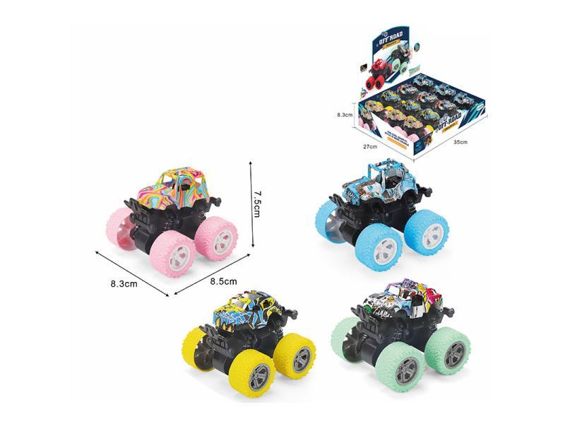 12PCS Dual Friction 4WD Spring Stunt Car