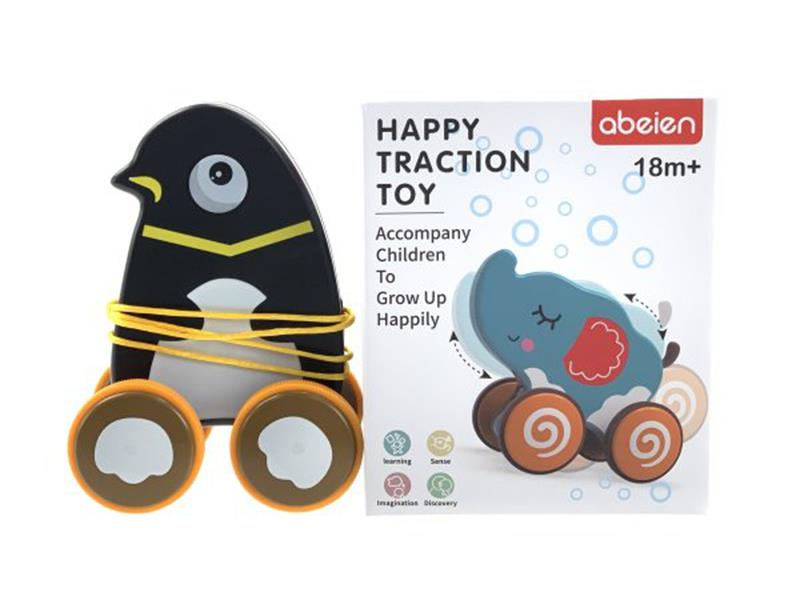 Pull Toy Penguin Car