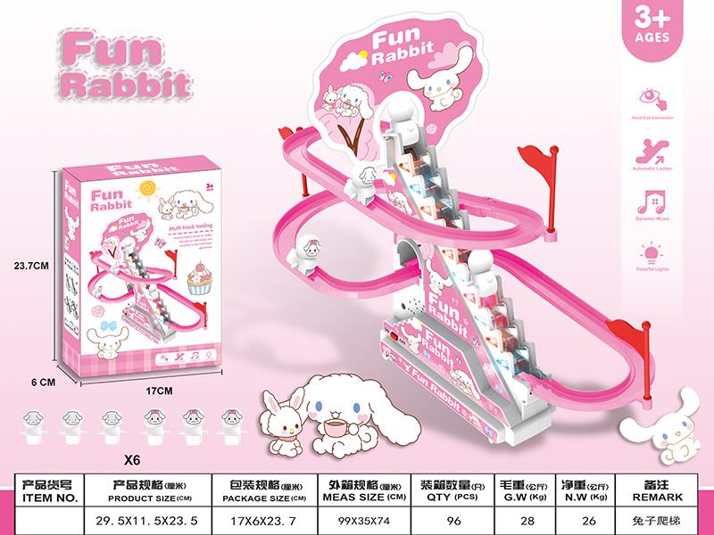 Rabbit Climbing Stairs Electric Slide Track Toy With Lights And Music(6pcs Rabbit)