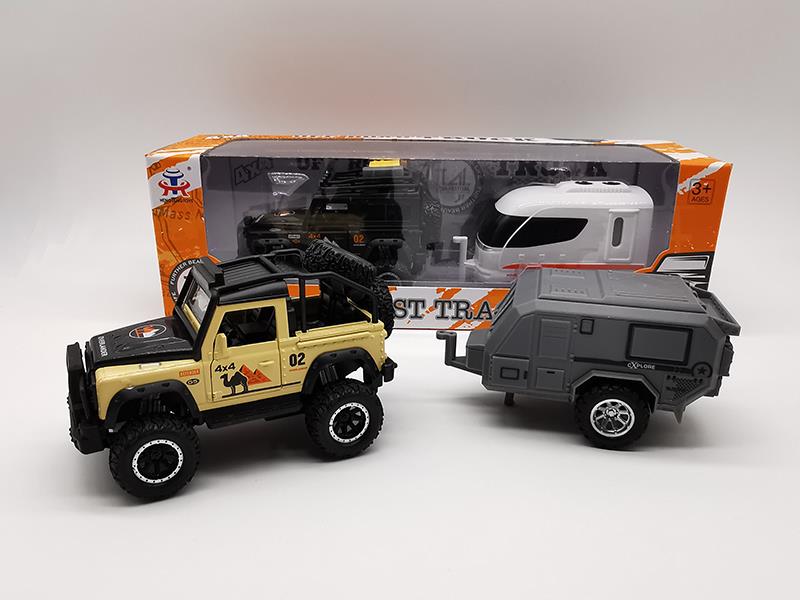 Pull Back Alloy Shock Absorption Land Rover Defender Off-Road Vehicle With Motorhome(Sound And Light)