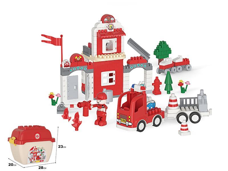 130PCS Fire Station Small Building Blocks