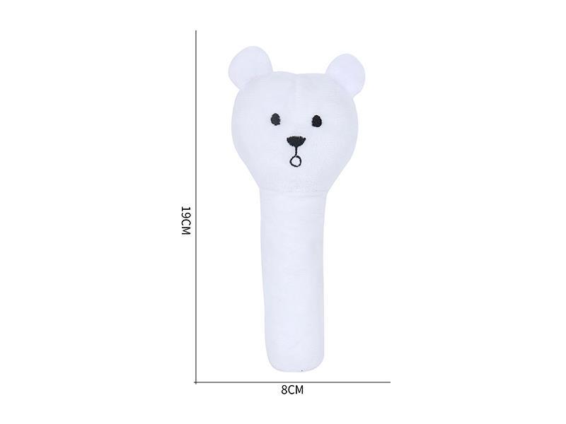 Plush White Bear Hand Bell Bb Stick