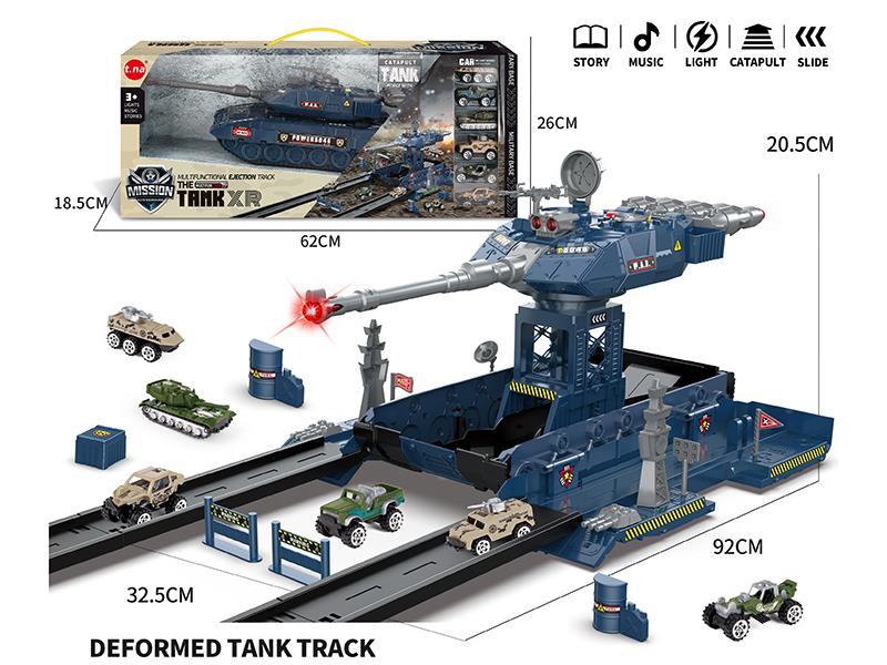 Ejection Track Transformation Storage Tank With Light And Music + Alloy Military Trucks