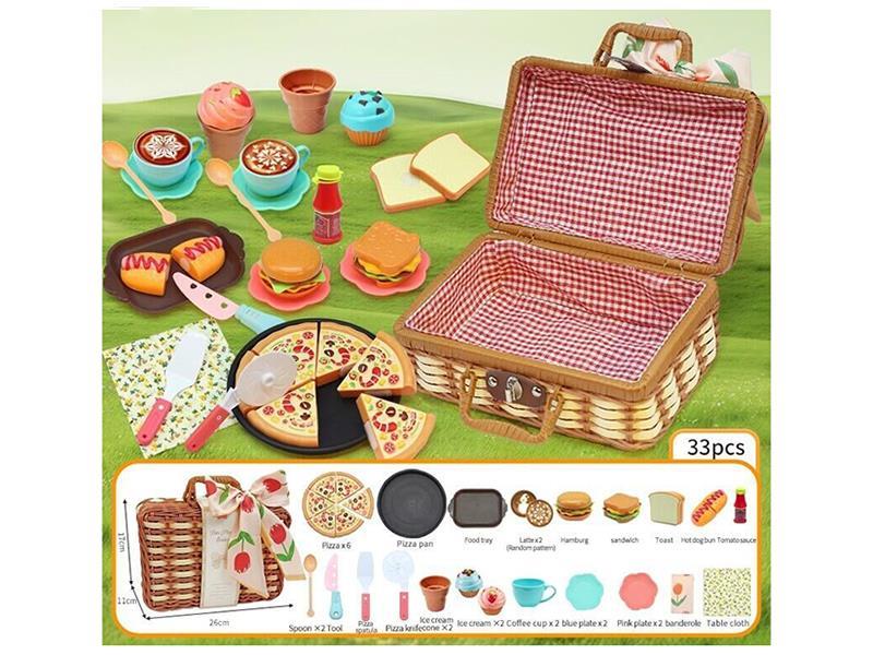 Play House Toy Picnic Basket Pizza Set