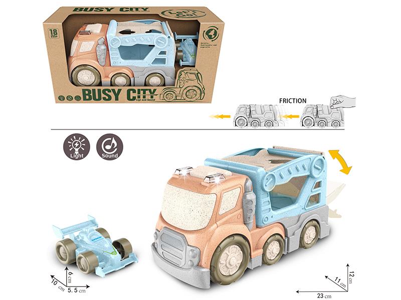 Friction Cartoon Double-Decker Transport Truck