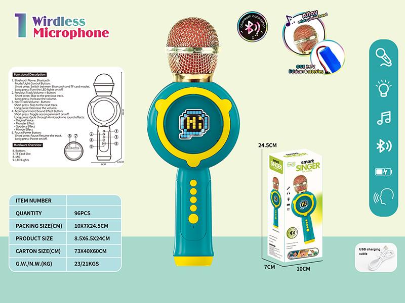 Bluetooth Microphone With Lights, Music