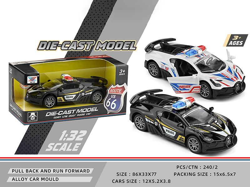 1:32 Pull Back Open The Door Alloy Model Car Bugatti Police Car(1PS)