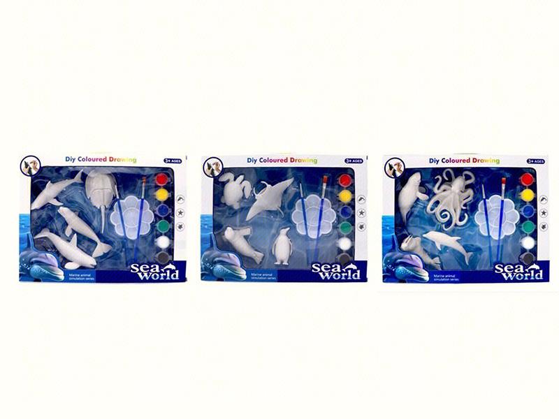 DIY Colored Drawing Solid Sea Animals Set