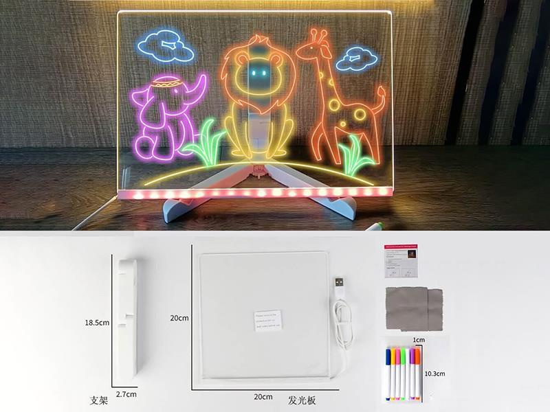 Medium-Sized LED Color Drawing Board (With 7 Colored Pens)