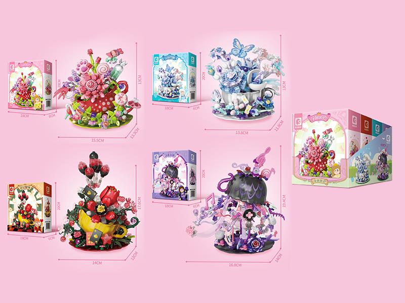 Building Block Flowers 4pcs