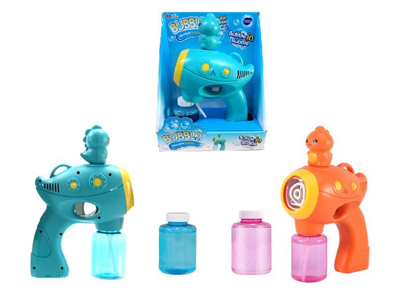 Dun Dun Dinosaur Bubble Gun With 130ml Bubble Water(With Light And Music)