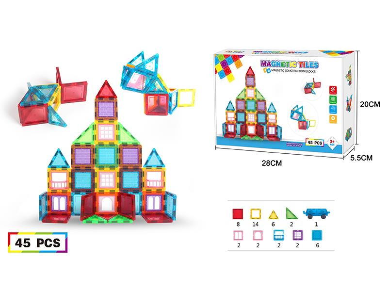 45PCS Small Magnetism Tiles Building Block Series