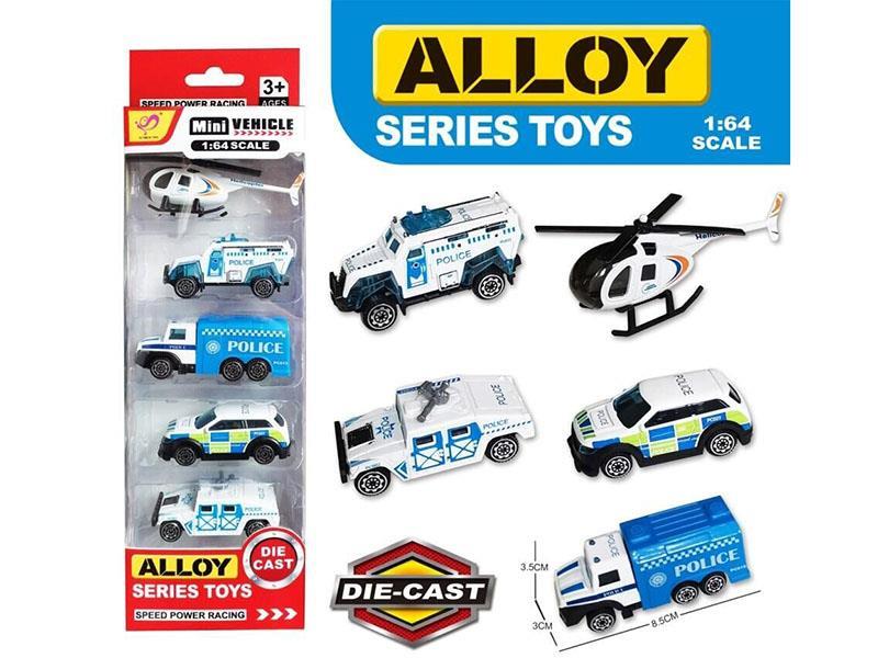 Five 1:64 Alloy Sliding Police Vehicles