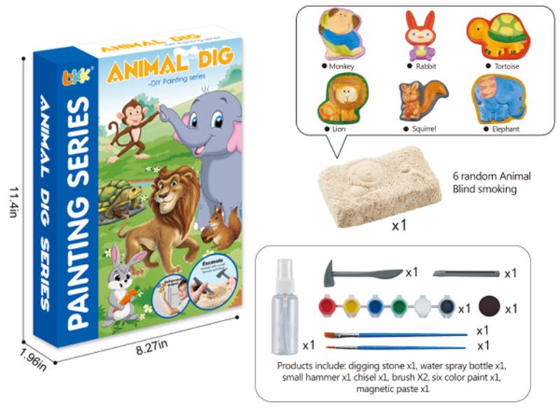 3 In 1 Excavation,DIY Painting Refrigerator Sticker Making(Animal)