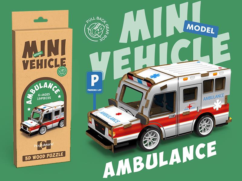 Mini Wooden 3D Puzzle - Ambulance