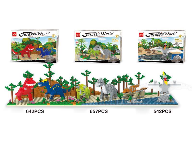 (3)Dinosaur Theme Micro Particle Building Blocks 613 pcs