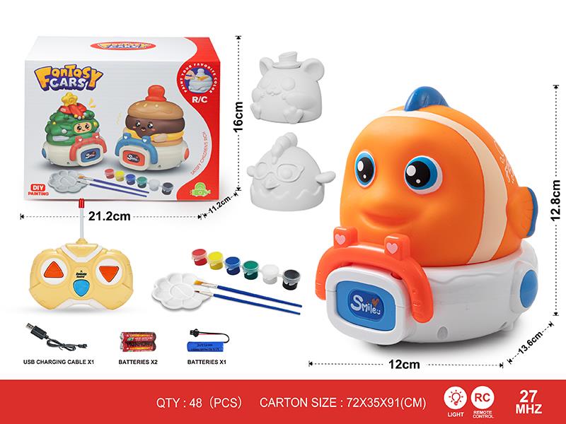 27Mhz DIY Painting 2-Channel Remote Control Vinyl Animal Car(With Lights) 1 Changing 3(Including Batteries)