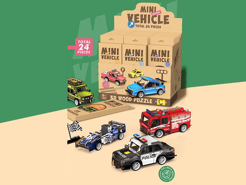 Mini Wooden 3D Puzzle 24pcs/Box
