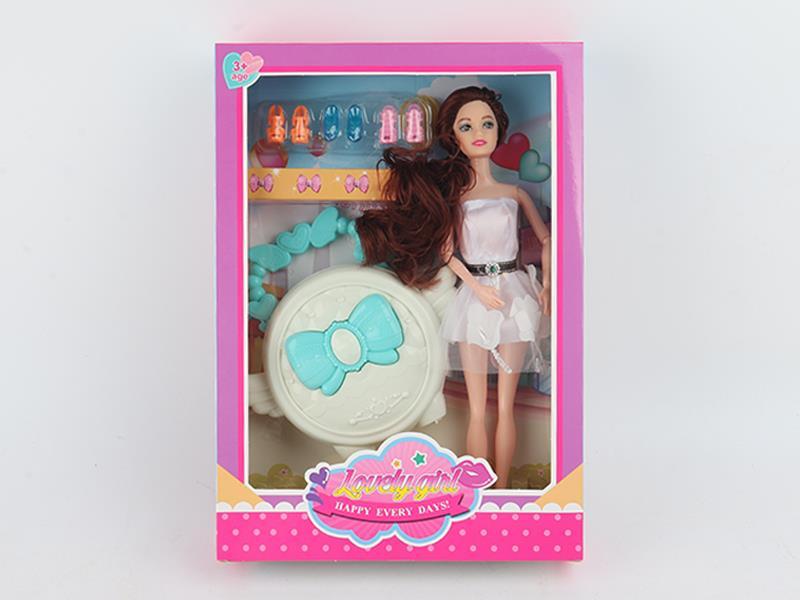 11.5 Inch Solide Body Movable Joint Doll Handbag Crystal Shoes