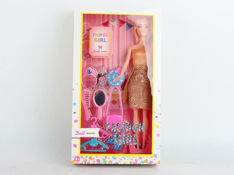11 Inch Solid Doll With Mirror Comb Hat Hanger Bag Hair Hoop Shoes Earrings