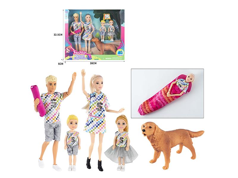 Family Of 4 Dolls Fashion Travel Exploration Set