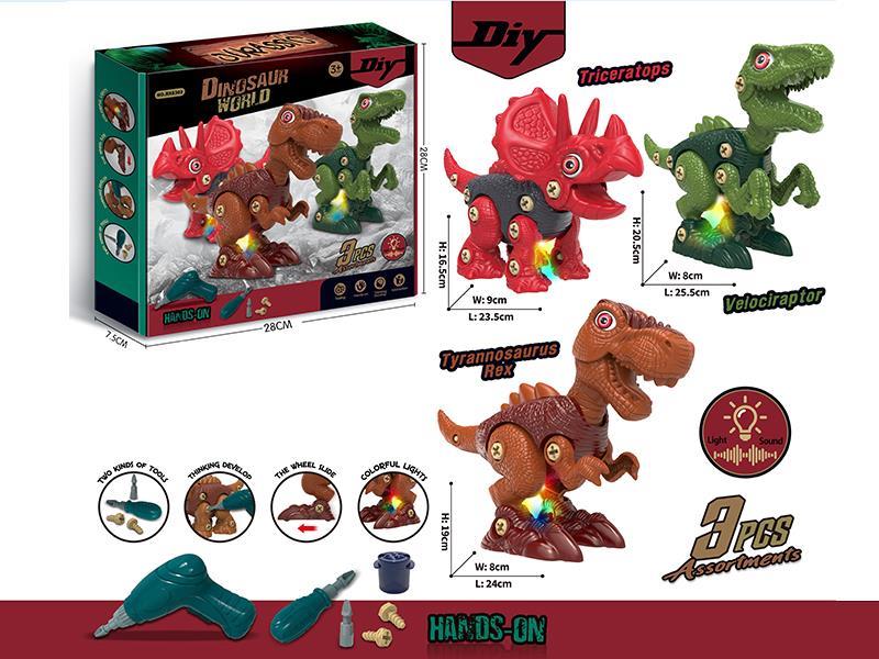 3 DIY Assembly Slide Dinosaur With Light And Sound