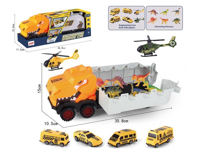 Slide Project Accommodates Dinosaur Cars With 4 Cars And 2 Planes + 6 Small Dinosaurs