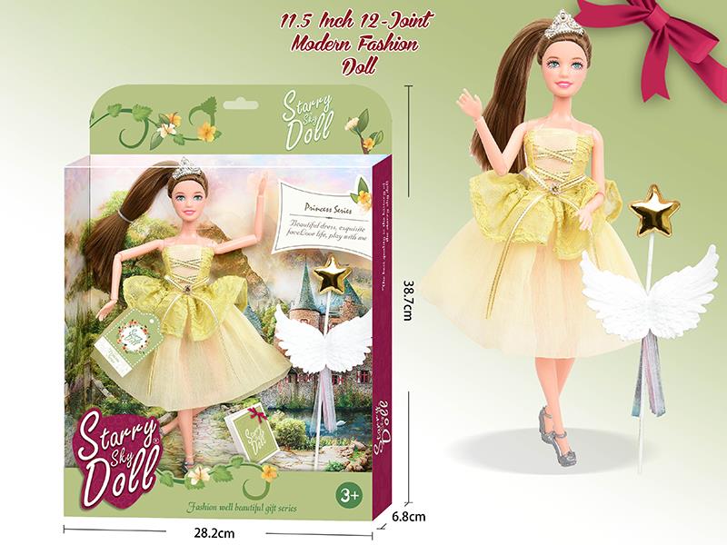 11.5 Inch 12-Joint Modern Fashion Doll With Angel Magic Stick, Crown, Wish Card