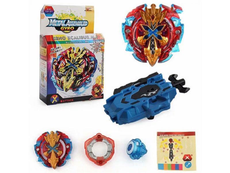 Burst Gyroscope + Bidirectional Drawstring Launcher (Launcher Color Random)