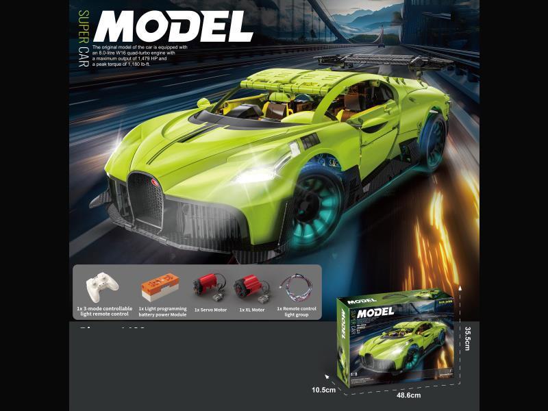 1:8 Bugatidiwo [English Box + Lithium Battery Remote Control + Lighting]1488 Pieces