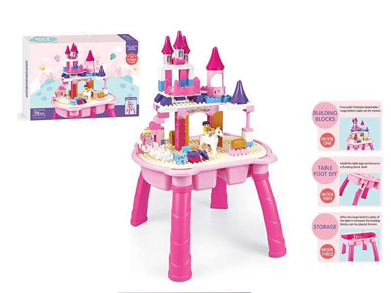 Happy Princess Multifunctional Building Blocks Desk 96PCS