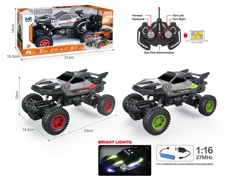 27Mhz 1:16 5-Channel Remote Control PVC Shell Climbing Car With Lights, Auto Demo Function(Included Batteries)