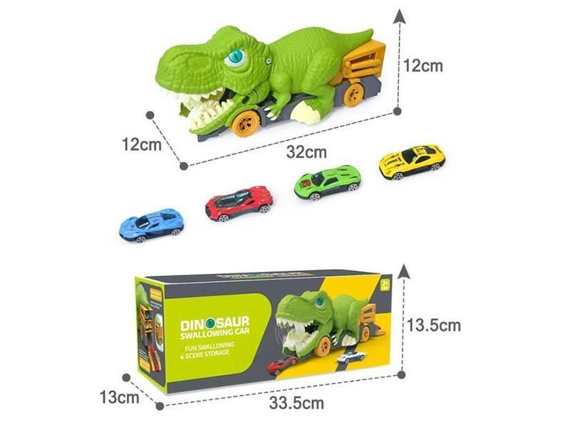 Dinosaur Swallowing Car With 4 Alloy Cars