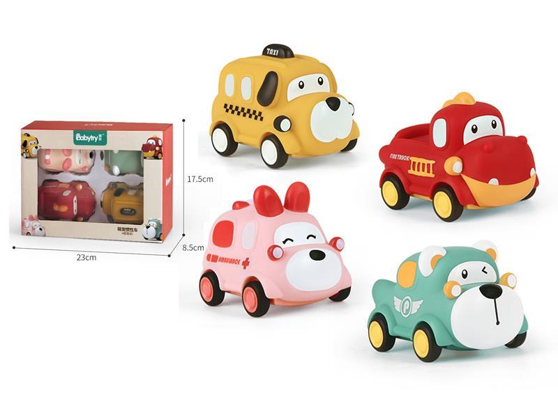 4PCS Pull Back Vinyl Cartoon Car