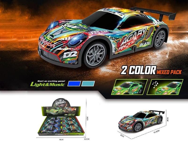 Friction Porsche PVC Car With Lights And Music 6pcs
