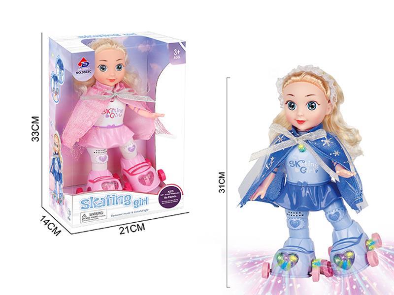 B/O Skating Doll With Light Music
