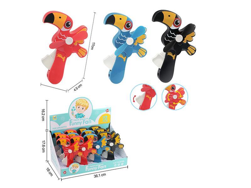 Toucan Hand Pressure Fan  12pcs