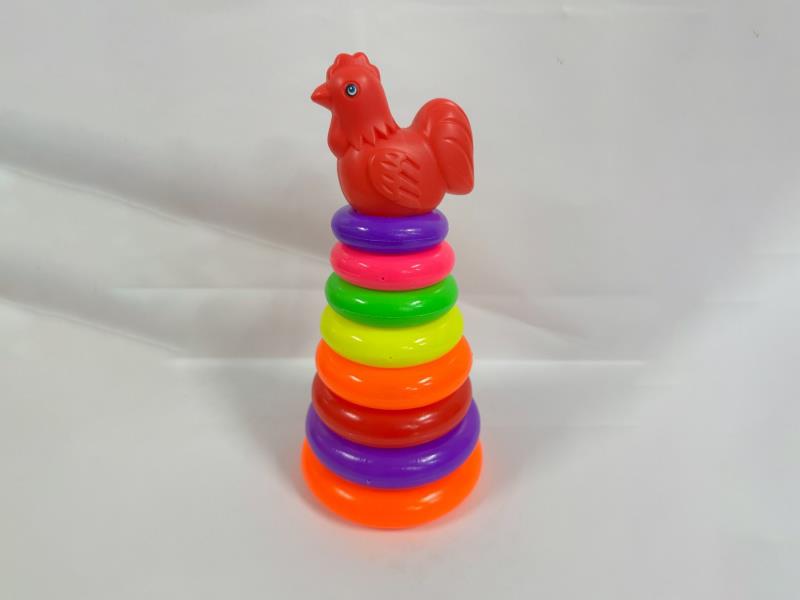 Rooster Rainbow Tower Jenga Ring 8 Layers