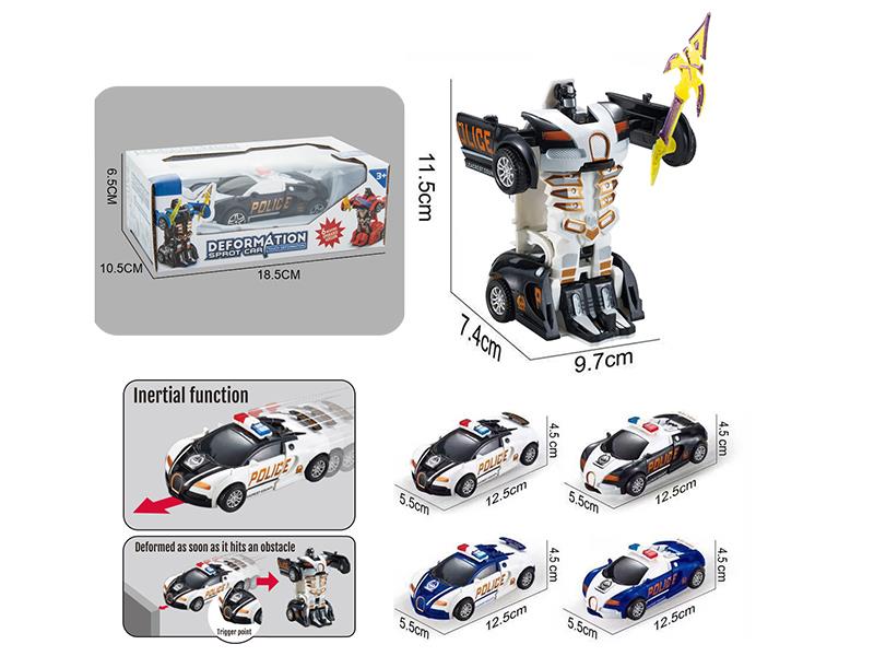 Friction Crash One Key Deformation Bugatti Police Car 1PCS