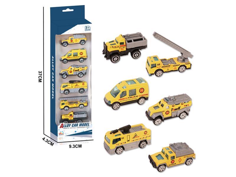 6Pcs 1:64 Alloy Slide Police Car