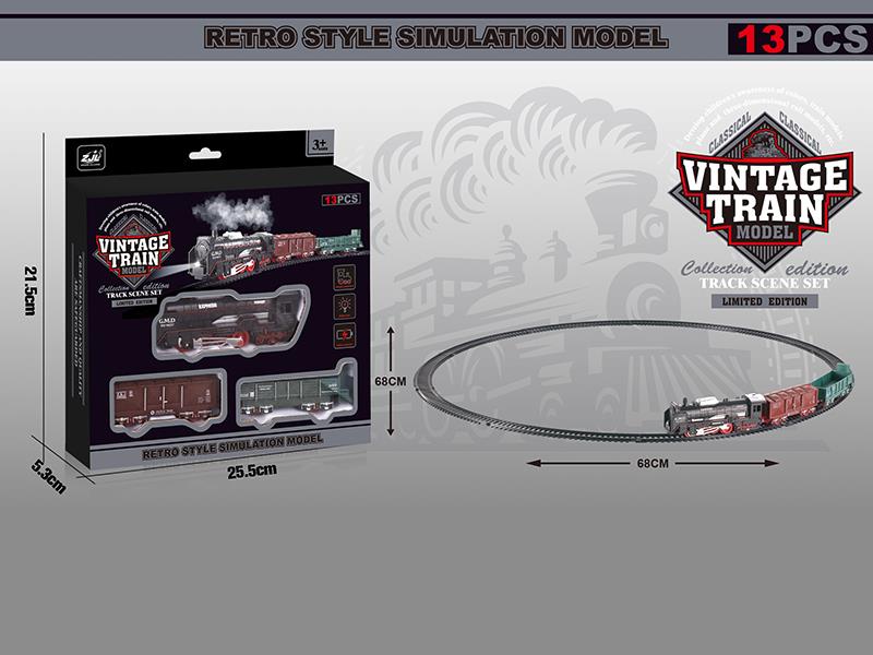 B/O Retro Rail Train(Lights)13pcs
