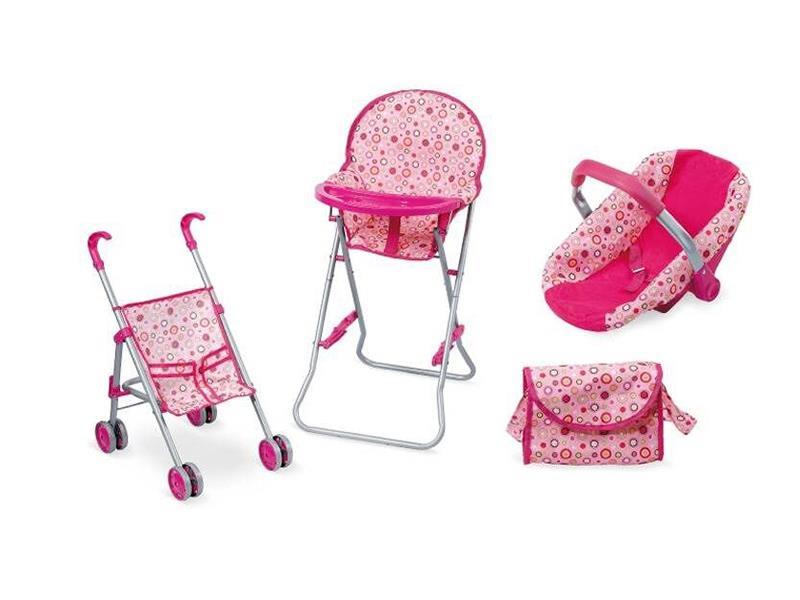 High Chair + Doll Trolley + Storage Bag + Cradle