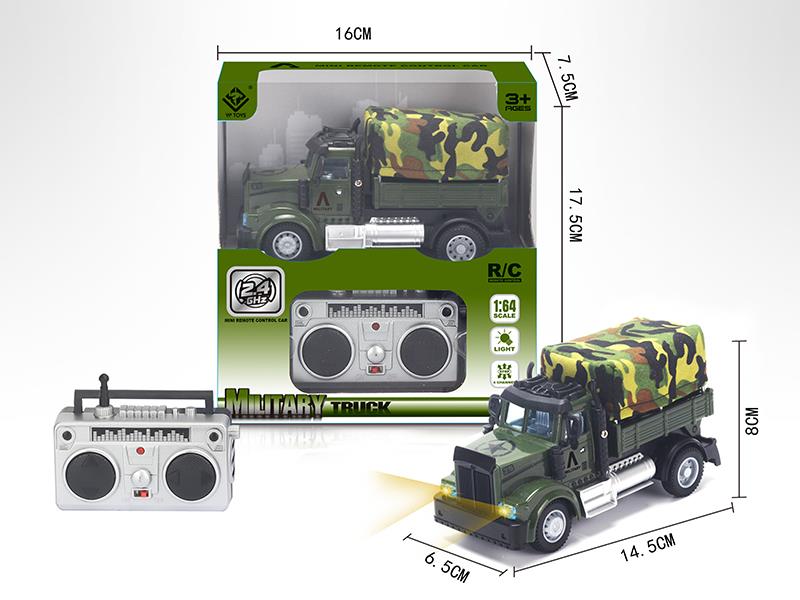 1:64 4-Channel 2.4G Remote Control Military Transport Truck(American Style)